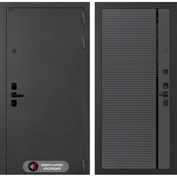 Входная дверь Лабиринт Соналаб 22 - Графит софт, черная вставка