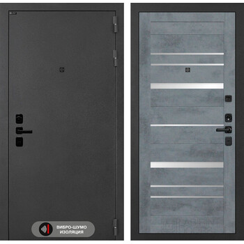 Входная дверь Лабиринт Соналаб 20 - Бетон темный, зеркальные вставки
