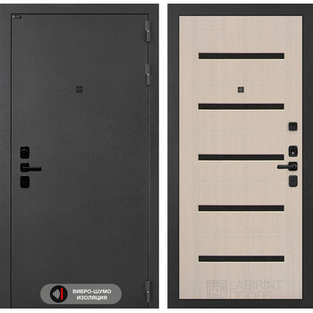 Входная дверь Лабиринт Соналаб 01 - Беленый дуб, стекло черное