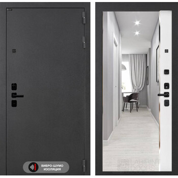 Входная дверь Лабиринт Соналаб с зеркалом Панорама - Белый софт