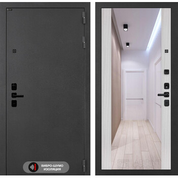 Входная дверь Лабиринт Соналаб с зеркалом Максимум - Сандал белый