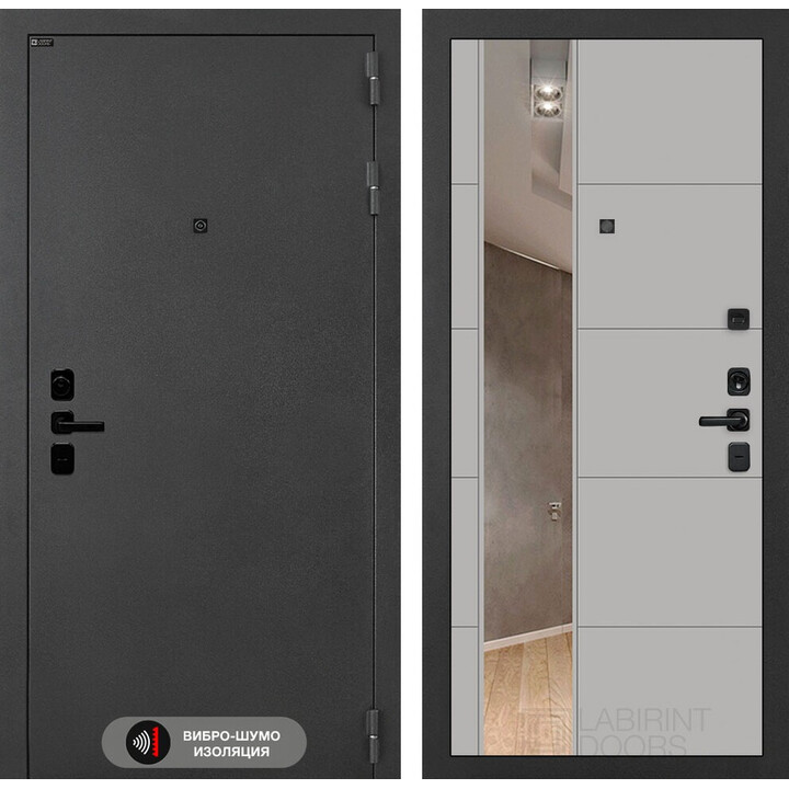 Входная дверь Лабиринт Соналаб с зеркалом 19 - Грей софт