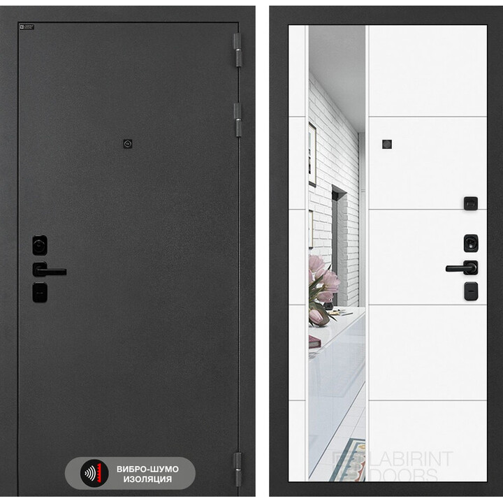 Входная дверь Лабиринт Соналаб с зеркалом 19 - Белый софт