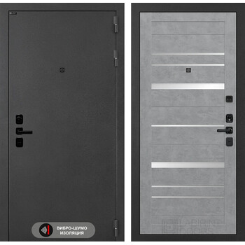 Входная дверь Лабиринт Соналаб 20 - Бетон светлый, зеркальные вставки