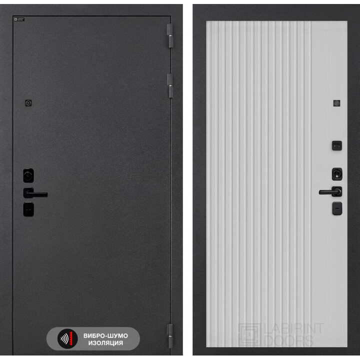 Входная дверь Лабиринт Соналаб 29 - Белый рельеф софт