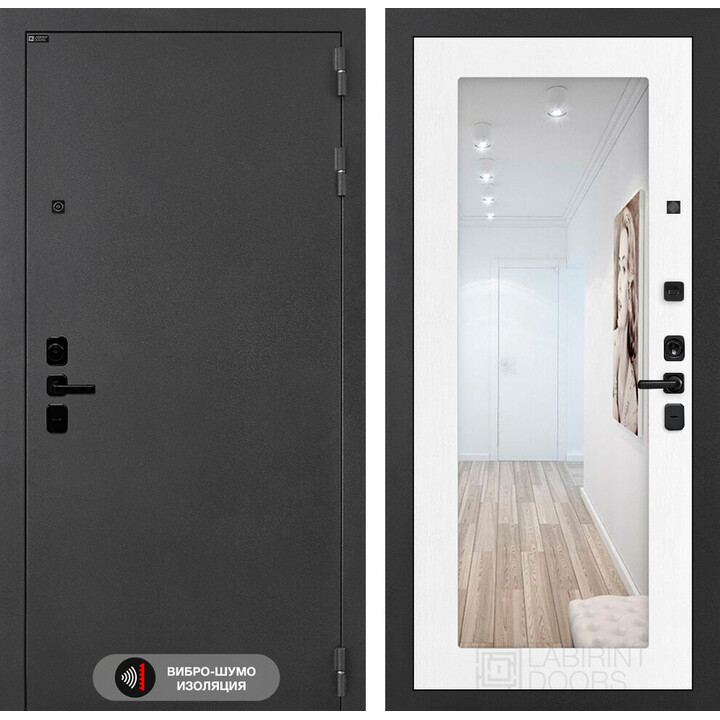 Входная дверь Лабиринт Соналаб с зеркалом 18 - Белое дерево