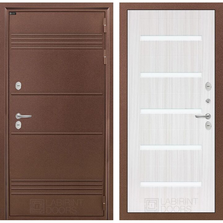 Входная дверь Лабиринт Термо Лайт 01 - Сандал белый, стекло белое Входная дверь Лабиринт Термо Лайт 01 - Сандал белый, стекло белое