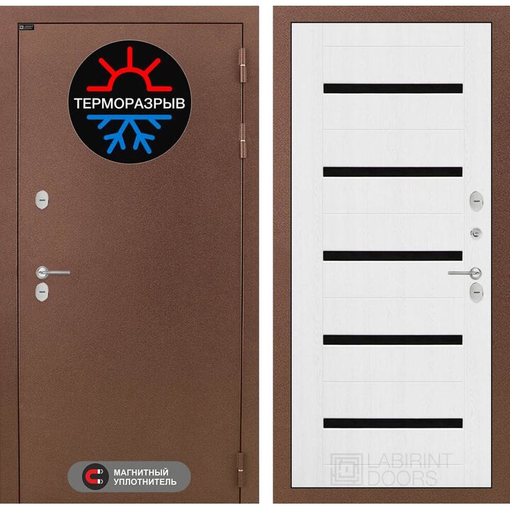 Входная дверь Лабиринт Термо Магнит 01 - Белое дерево, стекло черное Входная дверь Лабиринт Термо Магнит 01 - Белое дерево, стекло черное
