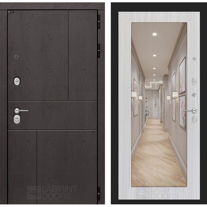 Входная дверь Лабиринт URBAN с зеркалом 18 - Сандал белый Входная дверь Лабиринт URBAN с зеркалом 18 - Сандал белый