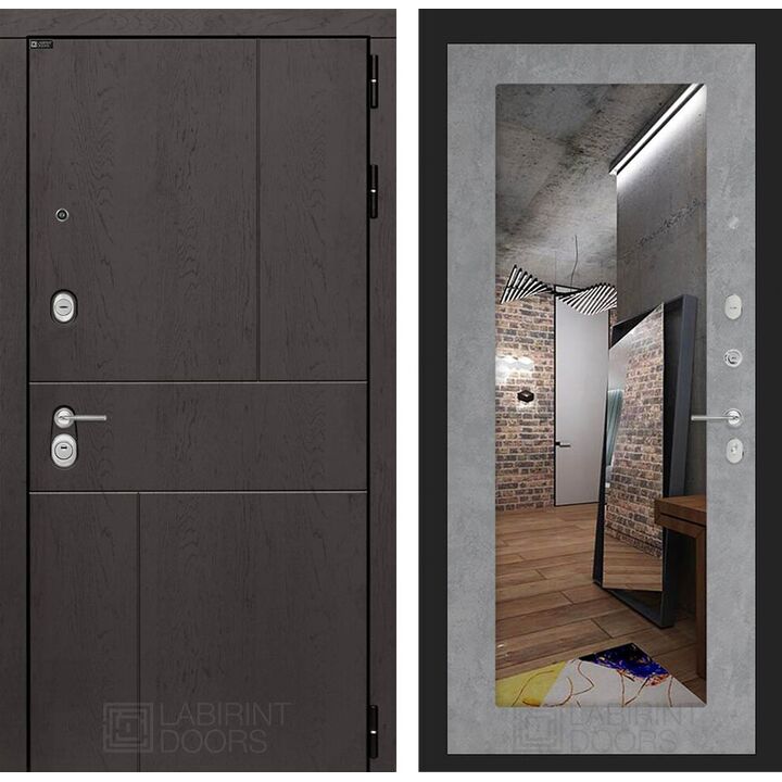 Входная дверь Лабиринт URBAN с зеркалом 18 - Бетон светлый Входная дверь Лабиринт URBAN с зеркалом 18 - Бетон светлый