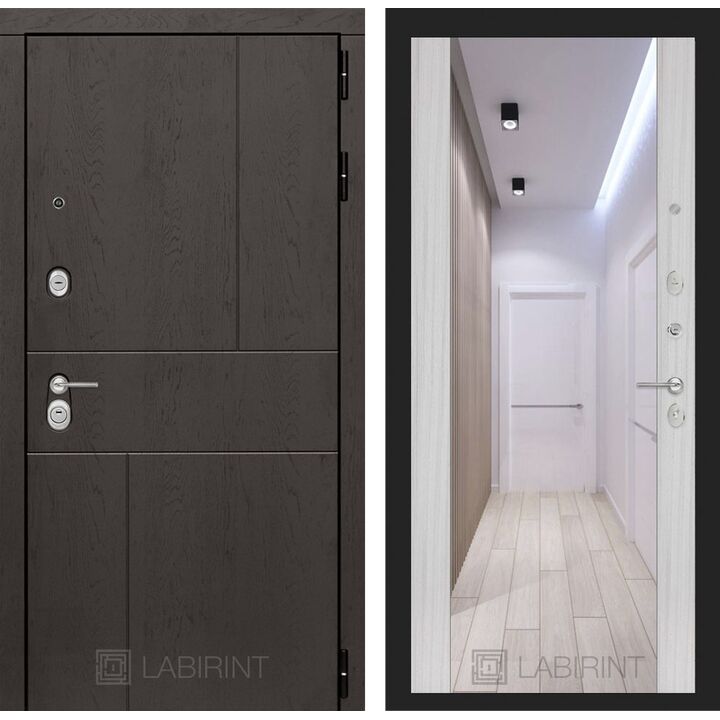 Входная дверь Лабиринт URBAN с зеркалом Максимум - Сандал белый Входная дверь Лабиринт URBAN с зеркалом Максимум - Сандал белый