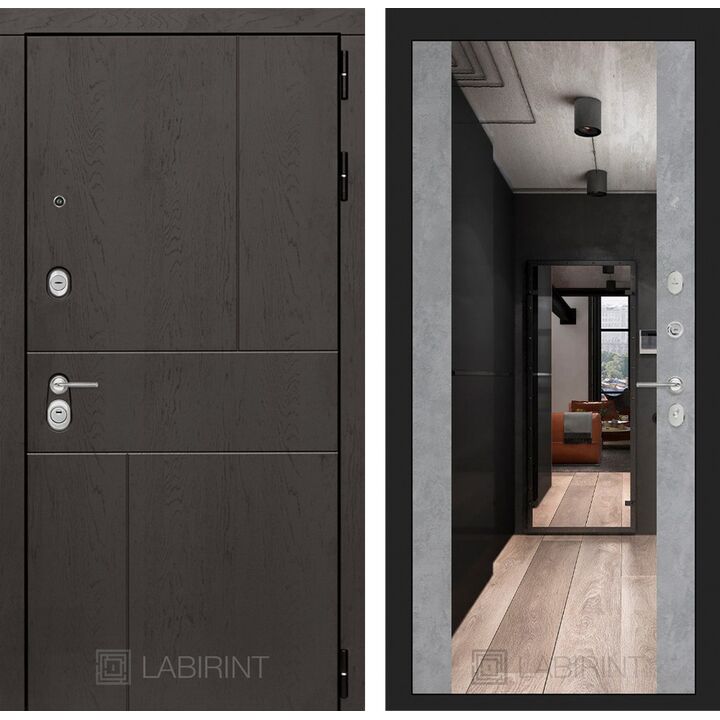 Входная дверь Лабиринт URBAN с зеркалом Максимум - Бетон светлый Входная дверь Лабиринт URBAN с зеркалом Максимум - Бетон светлый