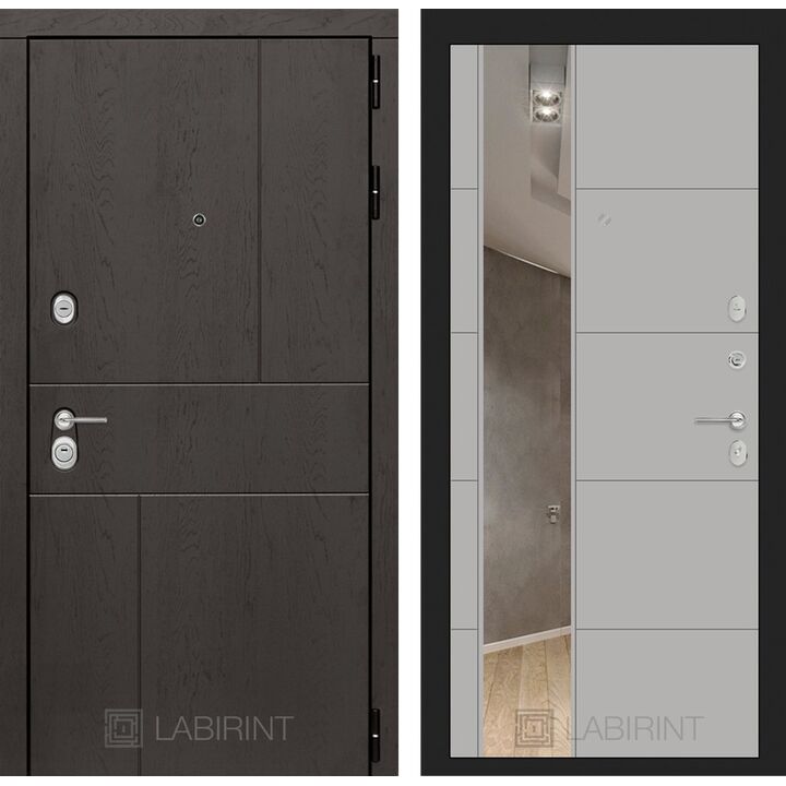 Входная дверь Лабиринт URBAN с зеркалом 19 - Грей софт Входная дверь Лабиринт URBAN с зеркалом 19 - Грей софт
