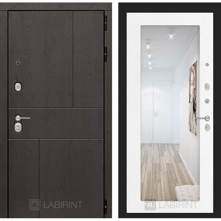 Входная дверь Лабиринт URBAN с зеркалом 18 - Белое дерево Входная дверь Лабиринт URBAN с зеркалом 18 - Белое дерево