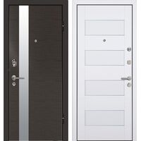 Дверь Стандарт М 42 (STM22 Ламинат Ива темная алюминий/45U аляска с белым стеклом)
