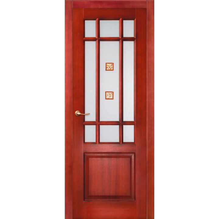 Дверь Клеманс Красное дерево стекло Сатиномат - модель сняли с производства