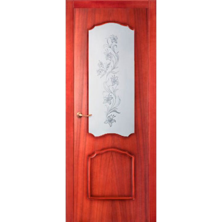 Дверь Амели Красное дерево стекло Бабочка