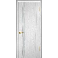 Дверь Клеопатра-1 Дуб белая эмаль, стекло Аква