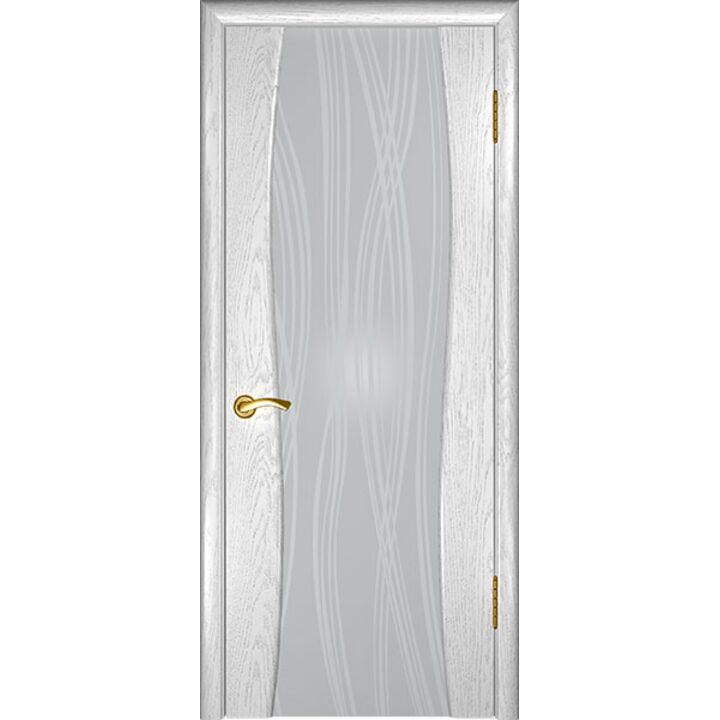Дверь Клеопатра-2 Дуб белая эмаль, стекло Аква