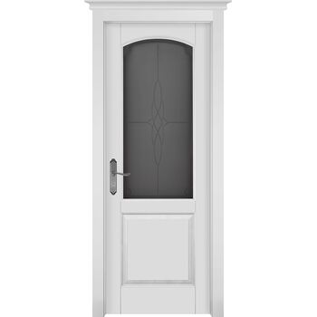 Межкомнатная дверь Фоборг (эмаль белая) стекло мателюкс с гравировкой