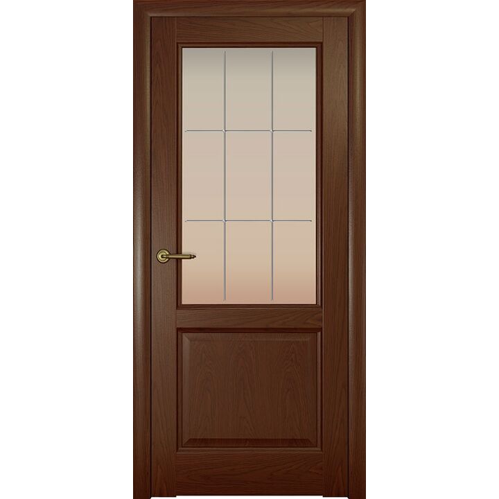 Дверь Парма Натуральный дуб шоколад стекло Решетка