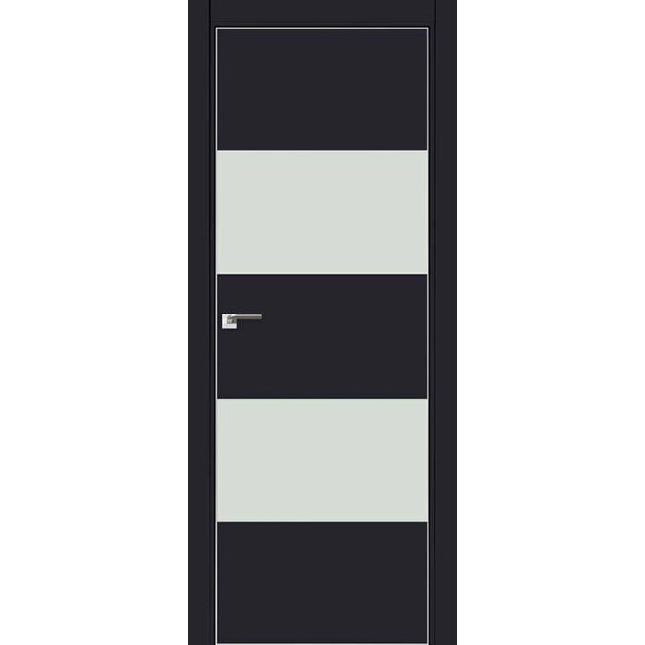 Дверь 10Е Черный матовый, стекло белый лак, кромка матовая с 4х ст.