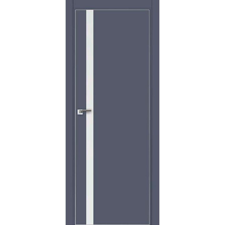 Дверь 6Е Антрацит, стекло белый лак, кромка матовая с 4х ст.