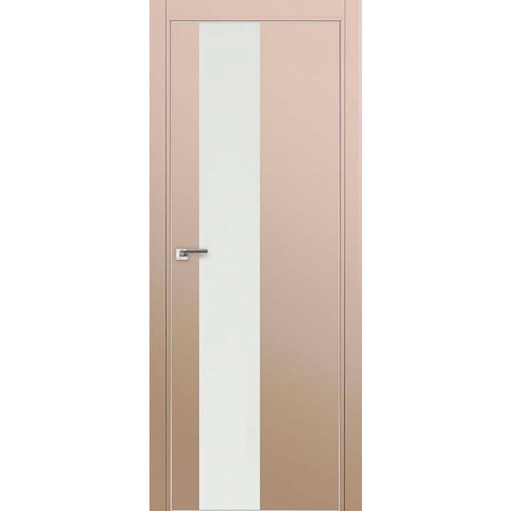 Дверь 5Е Капучино сатинат, стекло белый лак, кромка матовая с 4х ст.