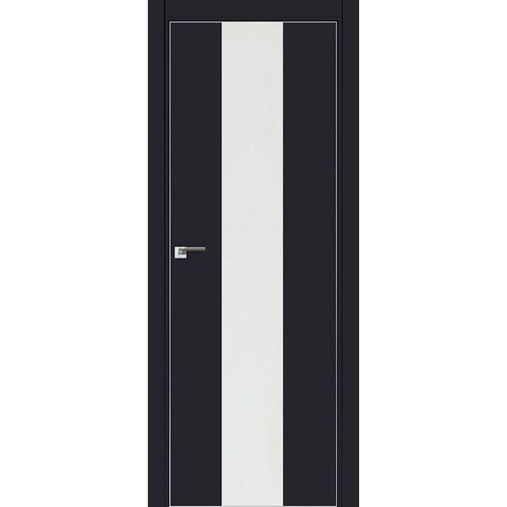 Дверь 25Е Черный матовый, стекло белый лак, кромка матовая с 4х ст.