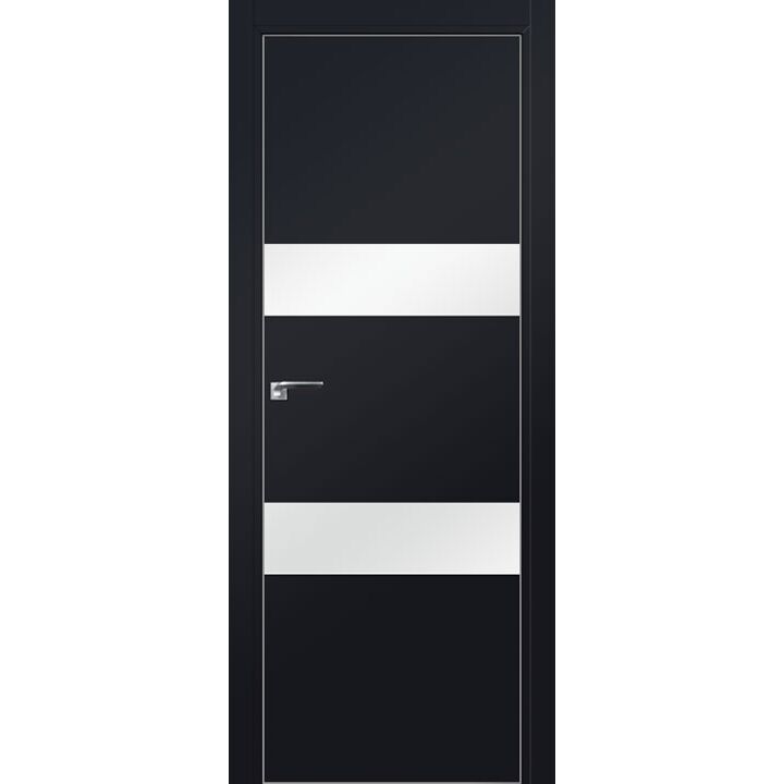 Дверь 34Е Черный матовый, стекло белый лак, кромка матовая с 4х сторон