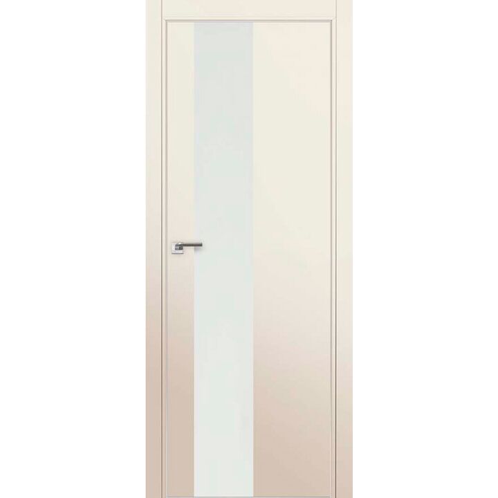 Дверь 5Е Магнолия сатинат, стекло белый лак, кромка матовая с 4х ст.