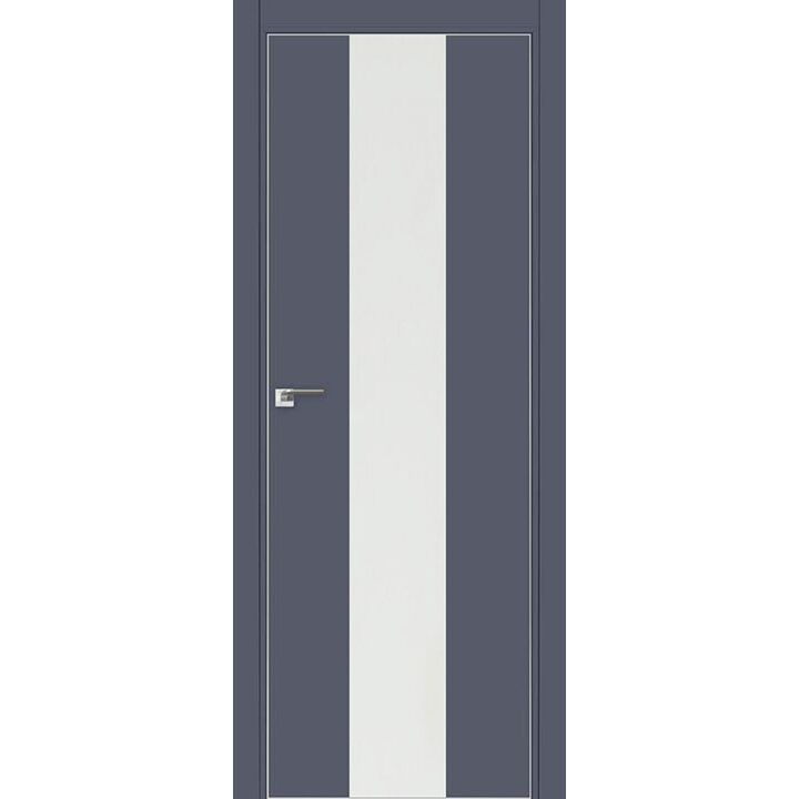 Дверь 25Е Антрацит, стекло белый лак, кромка матовая с 4х сторон