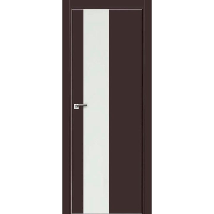 Дверь 5Е Темно-коричневый матовый, стекло белый лак, кромка матовая с 4х ст.