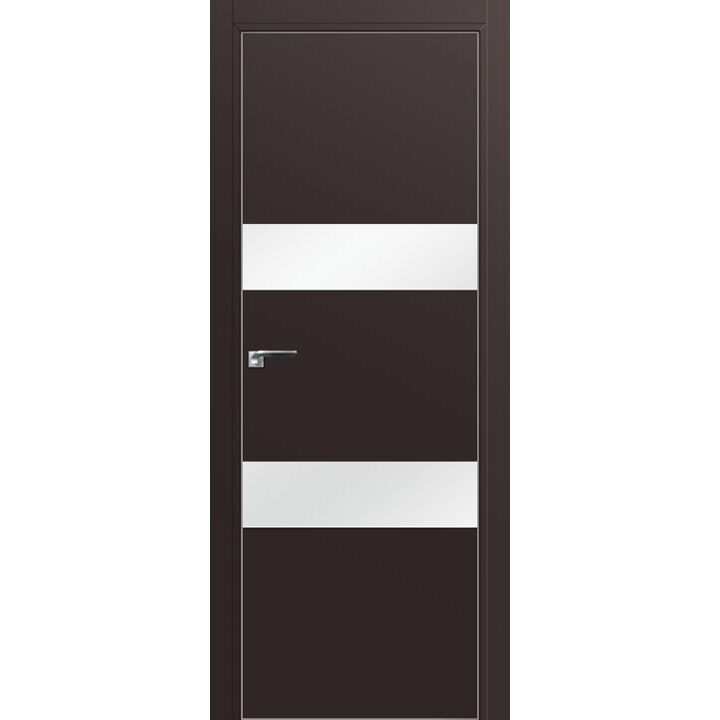 Дверь 34Е Темно-коричневый матовый, стекло белый лак, кромка матовая с 4х ст.