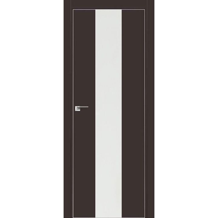 Дверь 25Е Темно-коричневый матовый, стекло белый лак, кромка матовая с 4х ст.