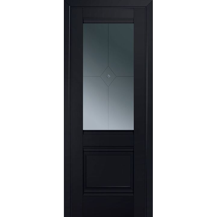 Дверь 2U Черный матовый стекло графит узор