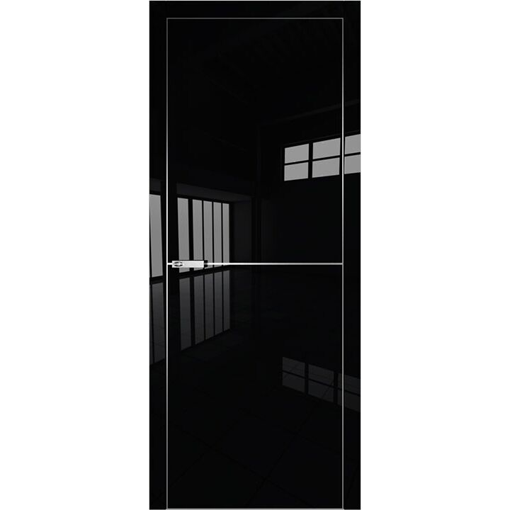 Дверь 12VG Черный глянец, кромка хром с 4х сторон