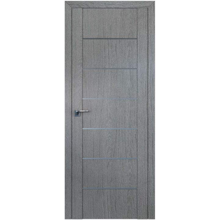 Дверь 2.07ХN Грувд серый, алюминиевые молдинги