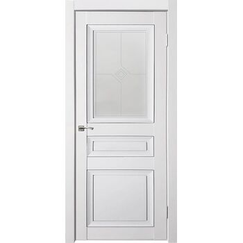 Межкомнатная дверь Деканто 3 (Белый бархат) остекленная