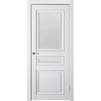 Межкомнатная дверь Деканто 4 (Белый бархат) остекленная