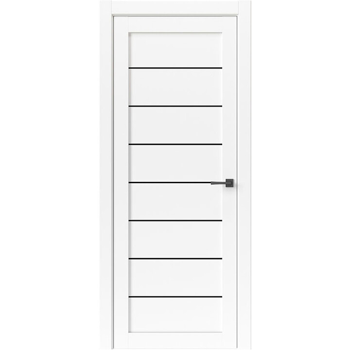 Межкомнатная дверь Uberture Модерн 10005 (белый) стекло черная Lacobel 900х2000