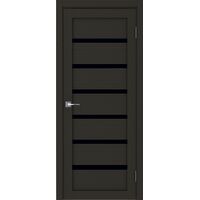 Межкомнатная дверь Модерн 10100 (каштан) стекло черное