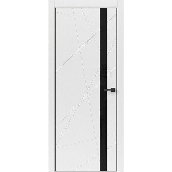 Межкомнатная дверь Uberture Тамбурат Лайт Геометрия 4304 (белый) кромка ABS черная стекло Lacobel черный 600х2000