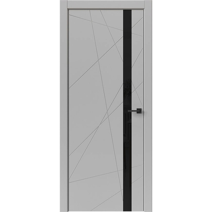 Межкомнатная дверь Uberture Тамбурат Лайт Геометрия 4304 (лофт светлый) кромка ABS черная стекло Lacobel черный 600х2000