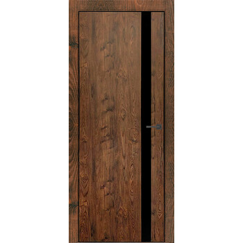 Межкомнатная дверь Uberture Тамбурат Лайт 4204 (орех шоколадный) кромка ABS черная стекло Lacobel черное