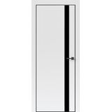 Межкомнатная дверь Uberture Тамбурат Лайт 4204 (аляска суперматовая) кромка ABS черная стекло Lacobel черное 600х2000
