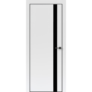 Межкомнатная дверь Uberture Тамбурат Лайт 4204 (аляска суперматовая) кромка ABS черная стекло Lacobel черное