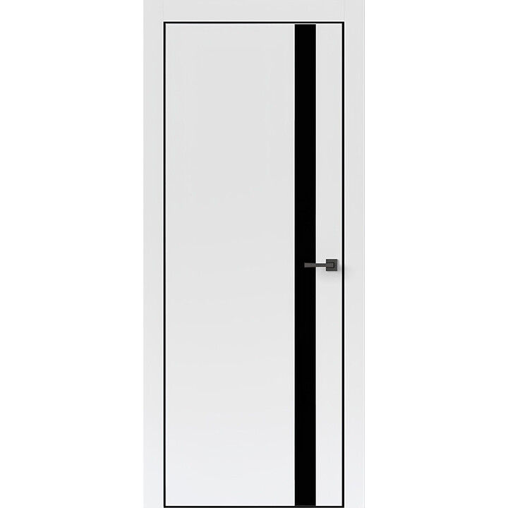 Межкомнатная дверь Uberture Тамбурат Лайт 4204 (аляска суперматовая) кромка ABS черная стекло Lacobel черное 600х2000