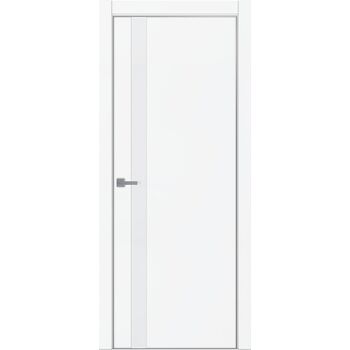 Межкомнатная дверь Тамбурат 4104 (аляска суперматовая) кромка металлическая стекло белая лакобель
