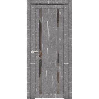 Межкомнатная дверь UniLine Mramor 30006/1 Marable Soft Touch (Торос Серый) остекленная серое зеркало